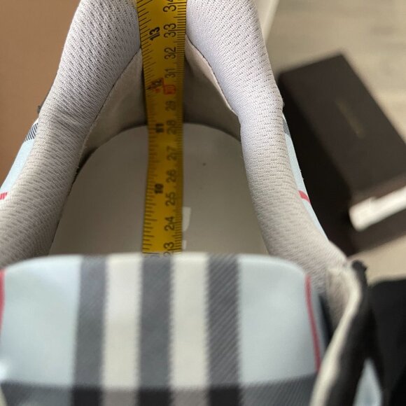 BURBERRY Men's Ramsey Blue Check Low-Top leather, suede, cloth Trainer Sneakers - Picture 8 of 15